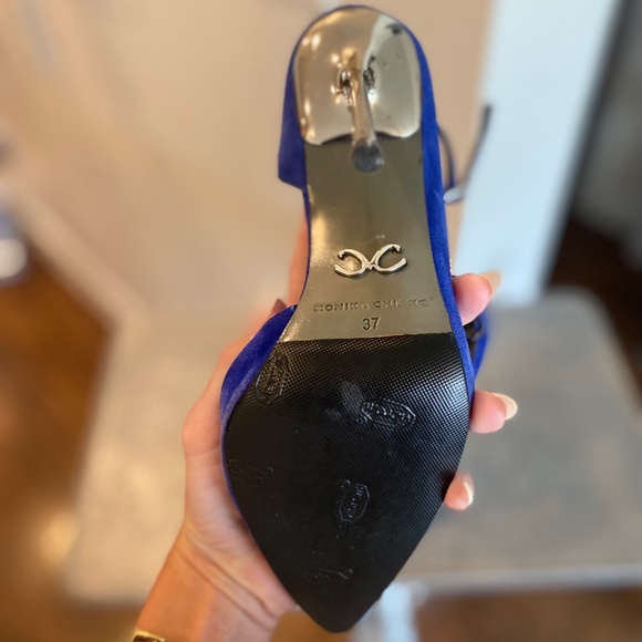 Monika Chiang Blue Suede Ankle Strap D’Orsay Pump - Picture 14 of 15